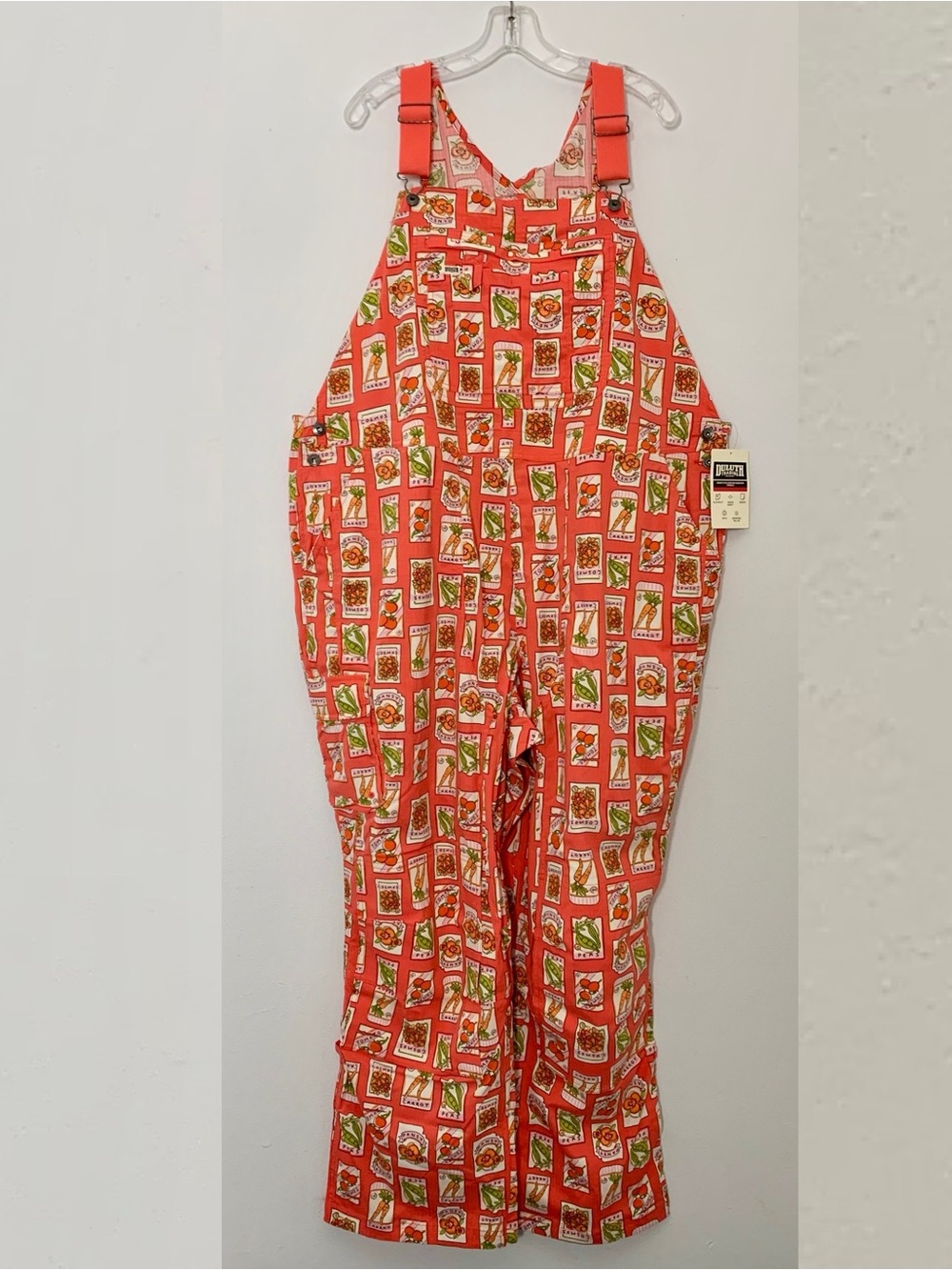 NWT 3X x31L Duluth Overalls Coral Seed Packets Heirloom Gardening Bib Overalls